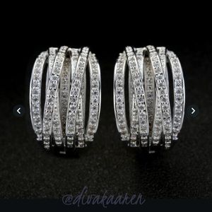 SALE! Sterling Silver Lab created White Sapphire Earring